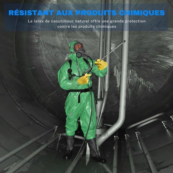 Gants de travail - AIMOONSA - Lot 5 paires - Jaune - Résistant aux produits chimiques - Antidérapants - Taille L