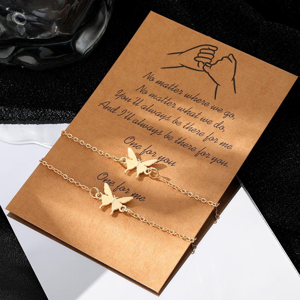 2023 New Bracelet European Luxury Sisters Bracelet Gift Tassel Charm Sexy Hundred Women's Accessories Butterfly Bracelet Set of 2 Gold