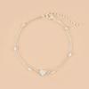 Love Heart Beads Double Layer Anklet Vintage Beach Ankle Bracelet For Women Wedding Accessories