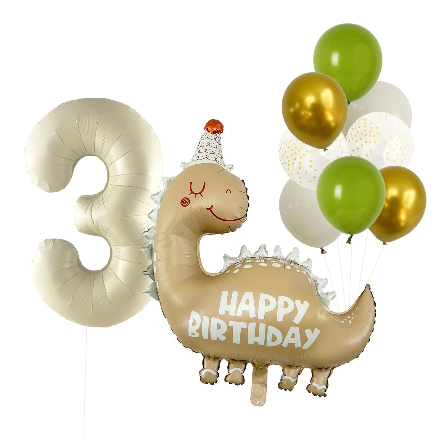 

Vintage Matte Dinosaur Aluminum Film Balloon Package Birthday Party Decoration Baby Shower Balloon Arrangement Matte Dinosaur Digital 3 Set