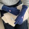 Travel gloves women autumn and winter gentle college wind solid color knitted fingers warm and cold cycling older children spring
