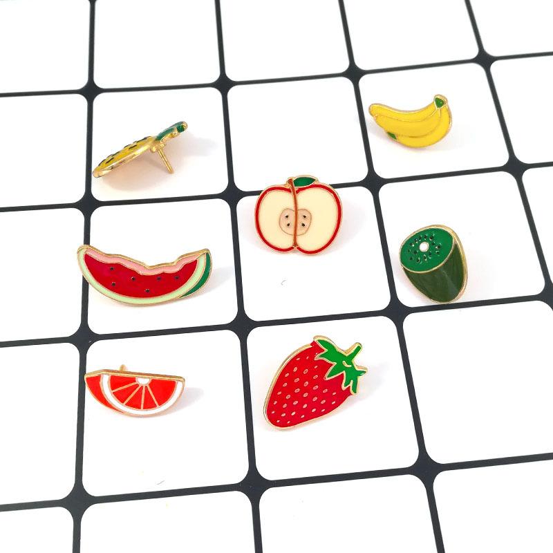 Fruits Brooches Cartoon Cute Enamel Pins Colorful Strawberry Apple Badges Denim Backpack Lapel Pin Lovely Jewelry For Girls Kids