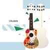 Hawaiianische Einsteiger-Ukulelen für Kinder, 4 Saiten, kleine Gitarre, buntes Blasenmuster, Akustik-Ukulele, Nylonsaiten (21 Zoll)
