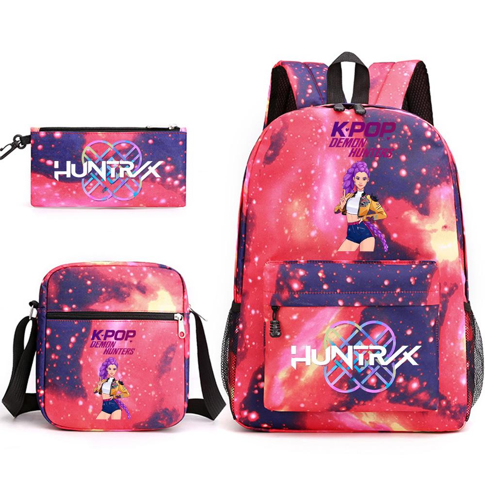 3Pcs/set Anime Cartoon Printed Backpack with Shoulder Bag Pencil Case for Teenager Student Boy Girl School Bag Large Capacity Bookbag Kid Gift Rucksak