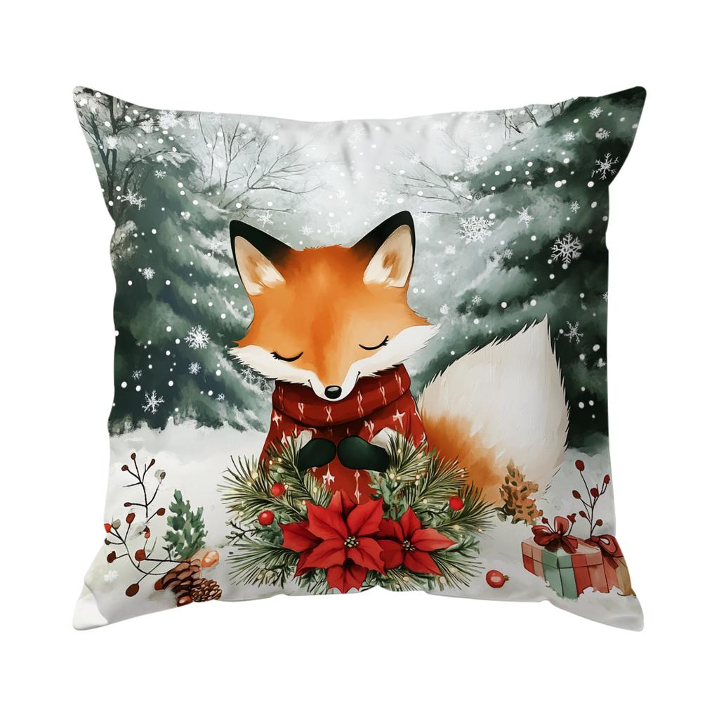 Christmas Style Small Animals Pillowcase Bedroom Sofa Cushion Cover 100% Polyester Living Room Cushion Pillowcase Home Decor