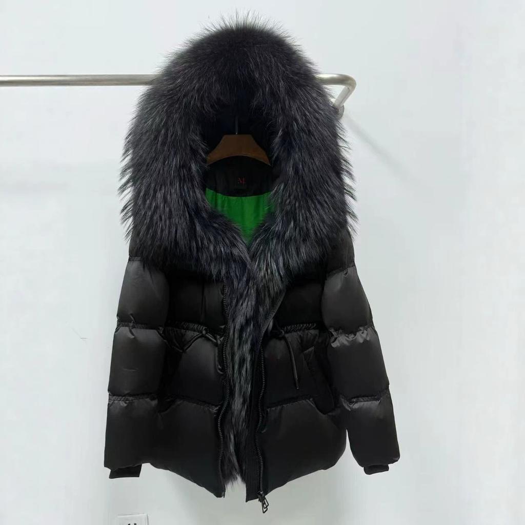 Goose down clothing popular winter new natural removable fox fur down jacket women's waist warm jacket