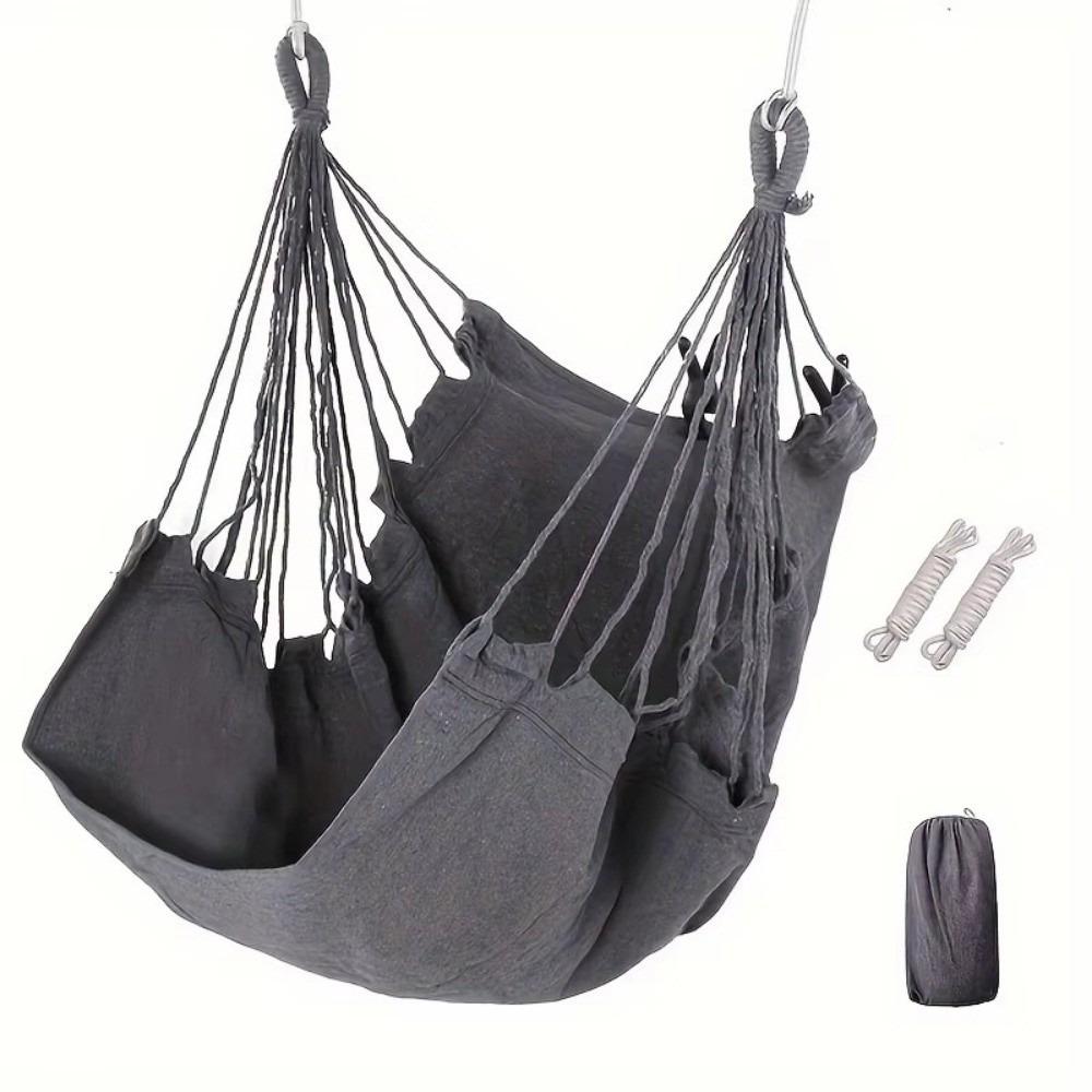 

Indoor Outdoor Hammock Canvas with Storage Bag Swing Chair Anti Rollover Hanging Chair Bed Garden Patio Dormitory Camping серый