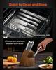 Kitchen Knife Set with Block and Sharpener, 15 Piece German High Carbon Stainless Steel Sharp Knife Set, Kitchen Cutlery with Ergonomic Handle,