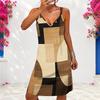 Women Plus Size V Neck Double Straps Sleeveless Purple Black Butterfly Printed Mini Dress