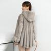 New Mink Coat Women's Velvet Whole Mink Hooded Mid Length Mink Faux Fur Coat