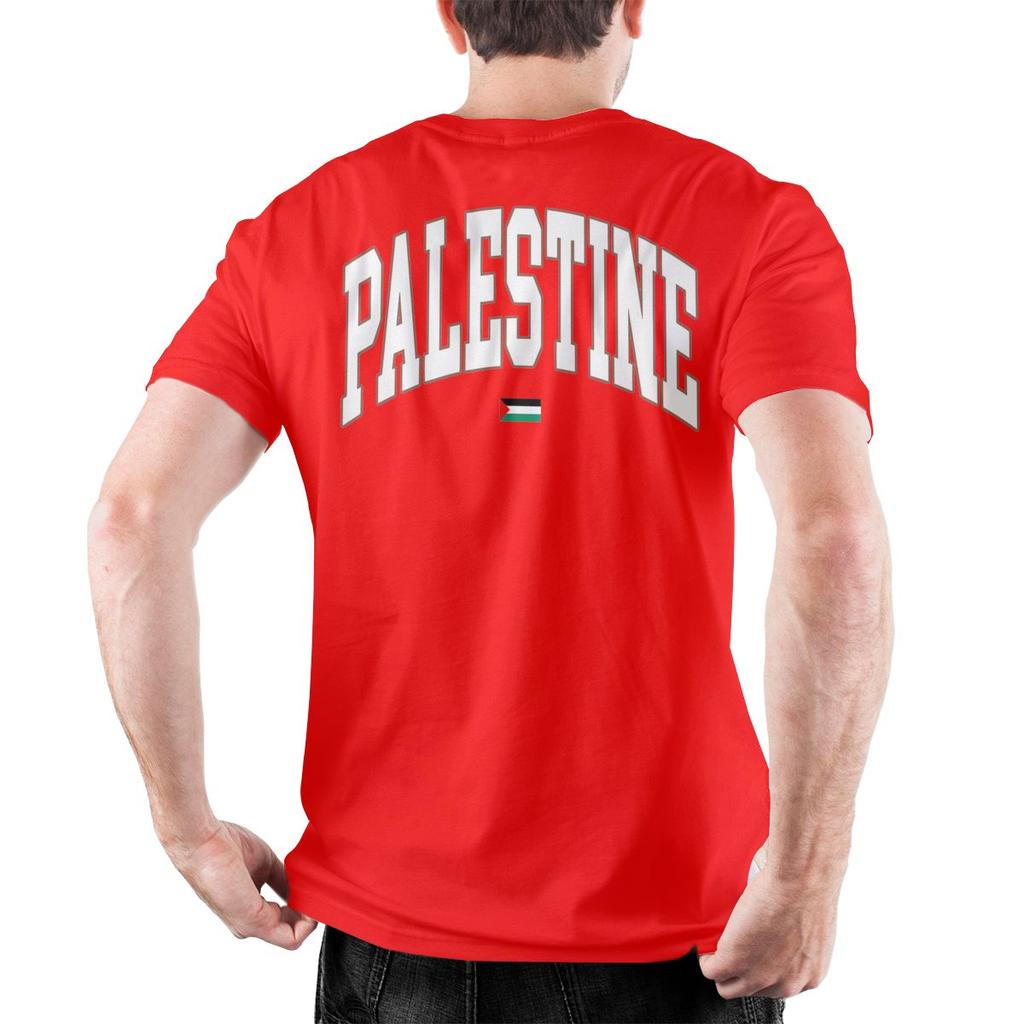 Herren Palästina Flagge T-Shirts Reine Baumwolle Kleidung Kreative Kurzarm Rundhals T-Shirts Druck T-Shirts