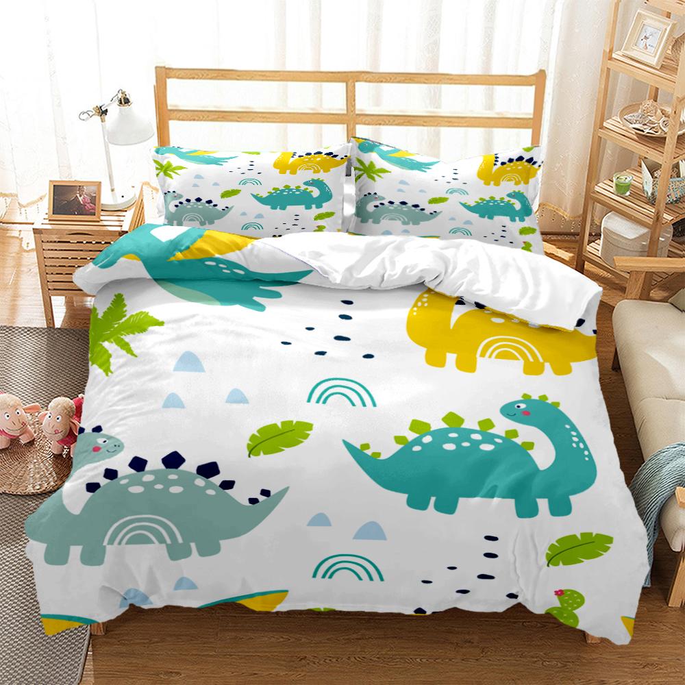 Comforter Cartoon Dinosaur Hd Print Polyester Bedding Setsteens Boy Girl Or Adults For Beds King Size Bedding Set