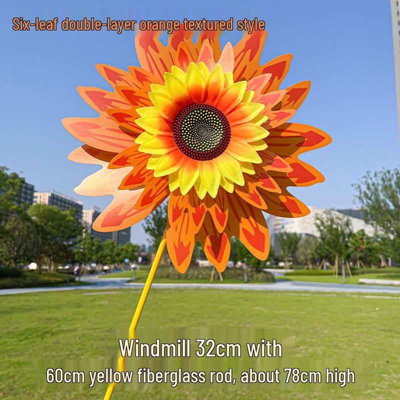 Children's Double-Layer Rotating Sunflower Pinwheel Outdoor Decoration