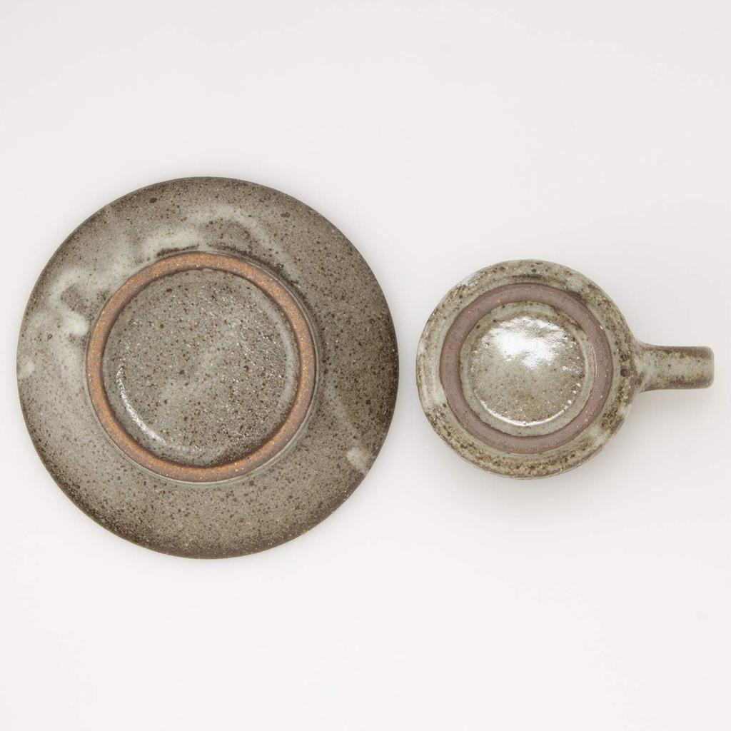 Marui Seito Shigaraki Ware Hechimon Coffee Cup and Saucer with Ash Brush, Approximately 210ml Capacity, Ceramic, Made In Japan, MR-3-3280