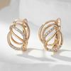 Wbmqda Simple Elegant Geometric Line Drop Earrings For Women 585 Rose Gold Color With White Natural Zircon  Daily Jewelry