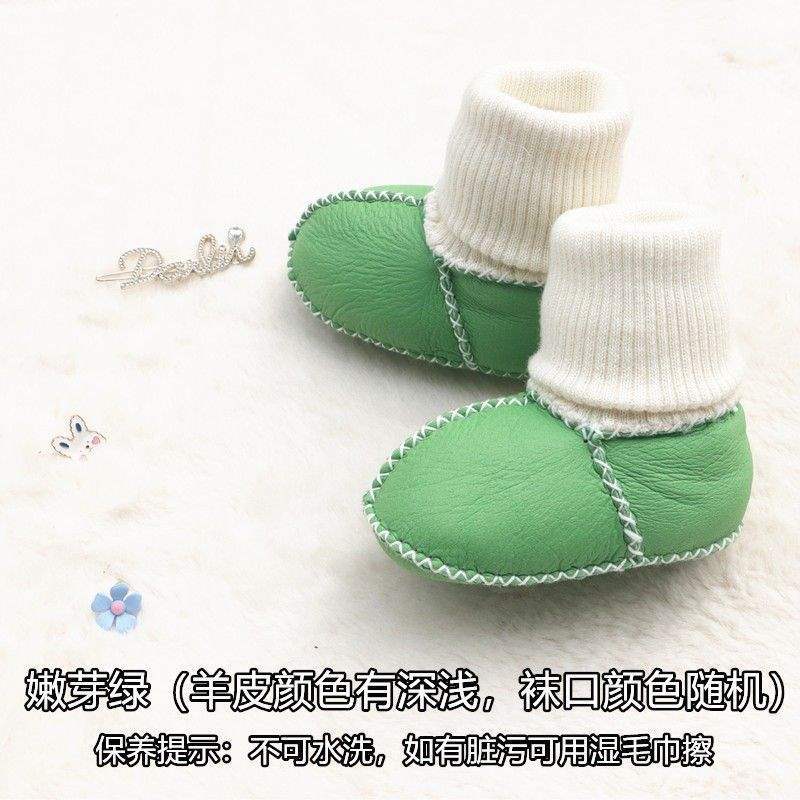 Fur Integrated Baby Shoes and Socks Warm Thick Autumn and Winter Baby Soft Soles Do Not Fall Off Toddler Shoes Newborn 0-6-12