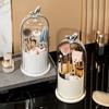 Rotating Makeup Brush Holder Dustproof Makeup Brush Organizer with Sliding Door Cosmetic Tools Beauty Brushes Holder for Vanity Table Bathroom