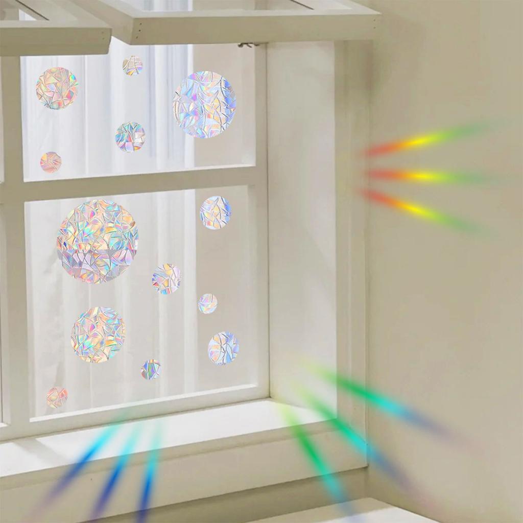 Anti-Collision Circular Window Stickers  Reusable Rainbow Window Clings Stop Birds from Hitting Windows