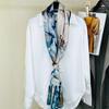 53*170cm High-grade 100% Mulberry Silk Thin Long Scarf Printed Flower Shawl Neckerchief Gift for Women