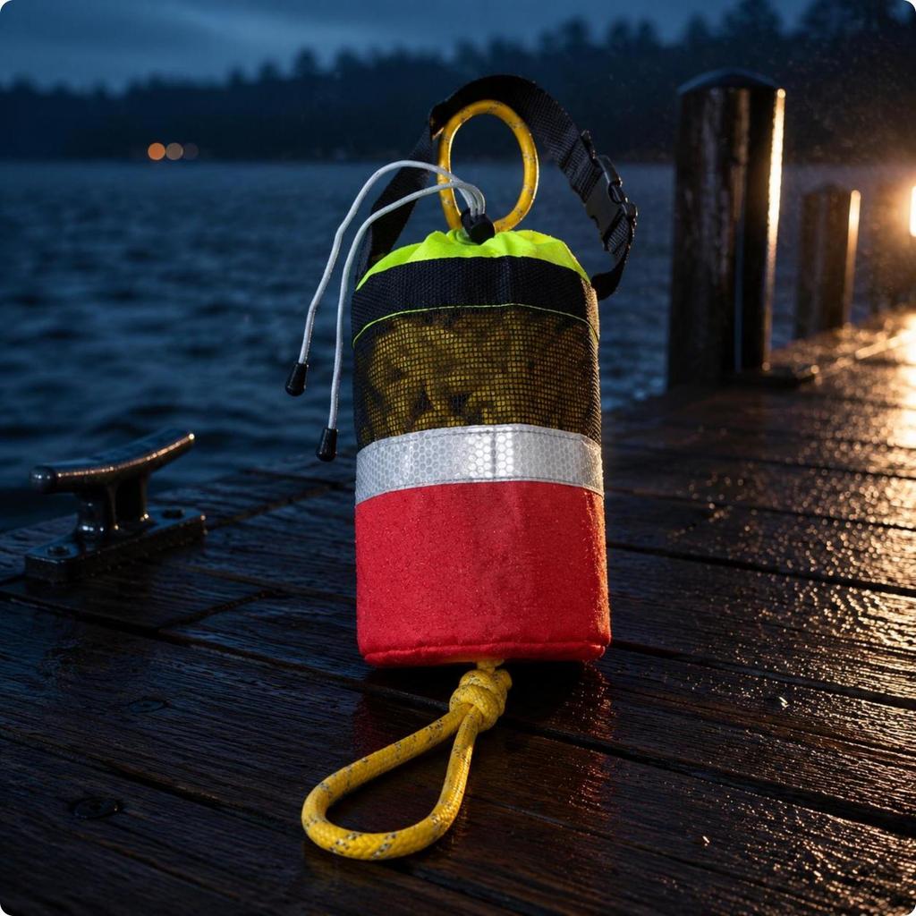 Aquatic Retrieval Throw Bag Reflective Band Rope Drawstring Opening Gear 16M Orange Normal