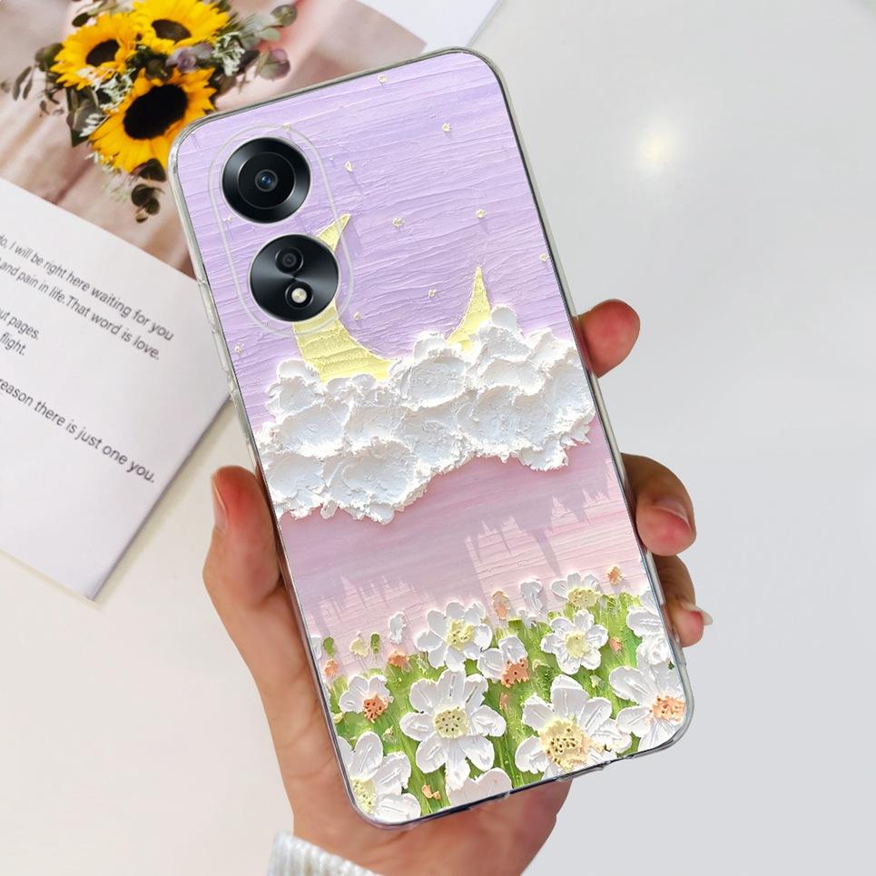 For Cover Oppo A58 4G CPH2577 Case Love Heart Butterfly Cover Shell For Oppo A78 5G 4G CPH2565 Soft Clear TPU Bumper Etui