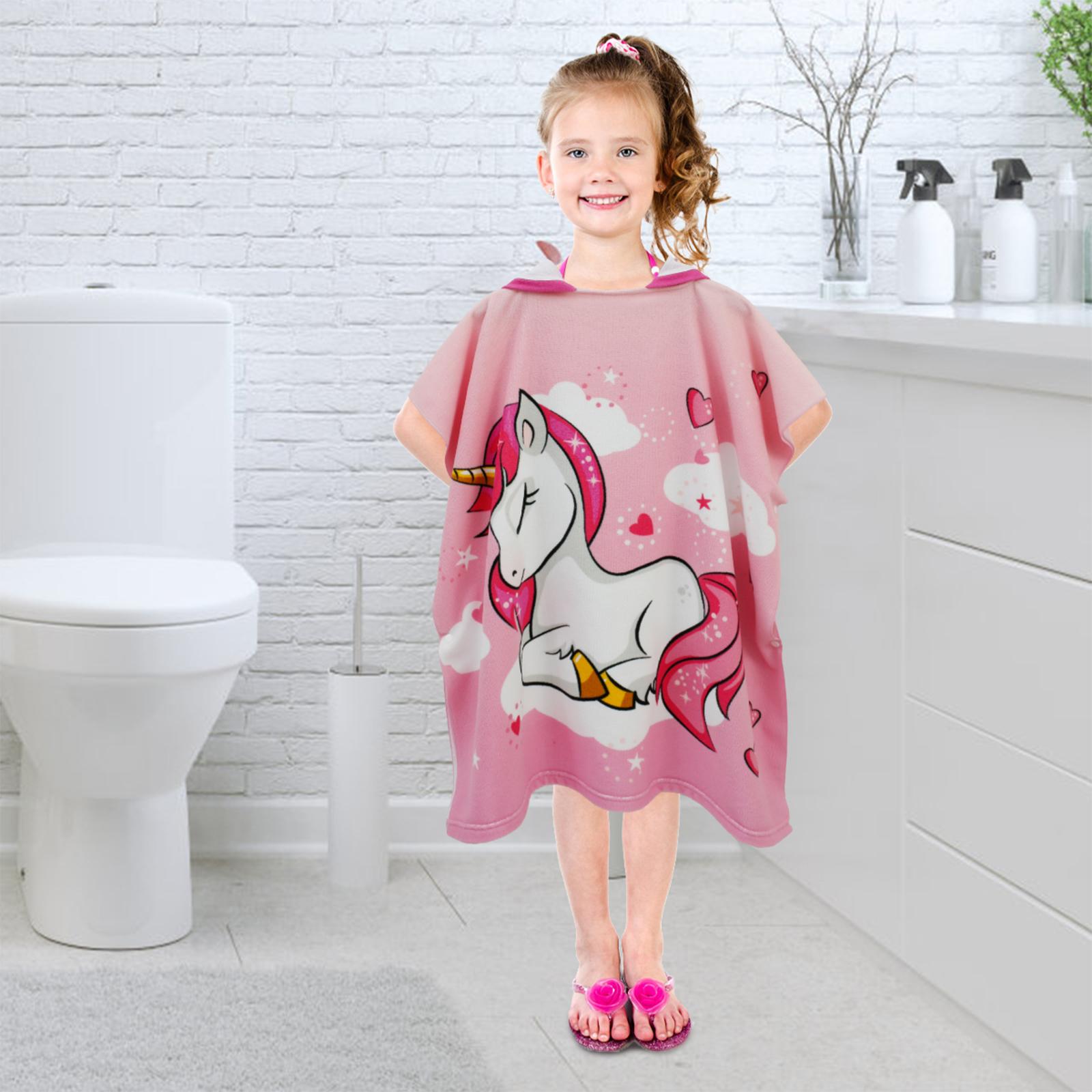 Cartoon Kids Hooded Bath Towel with Storage Bag Super Absorbent Quick-drying Beach Towel Soft Comfortable Children's Bathrobe 150cm