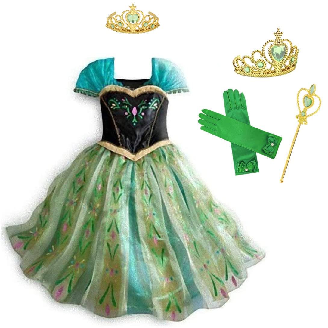 

Princess Dress for Kids Cosplay Costume Luxury Set Green Ribbon Heart Magic Original 140cm ST374 [CREDIBLE] 5-piece - (Princess Dress, Gloves, Tiara,