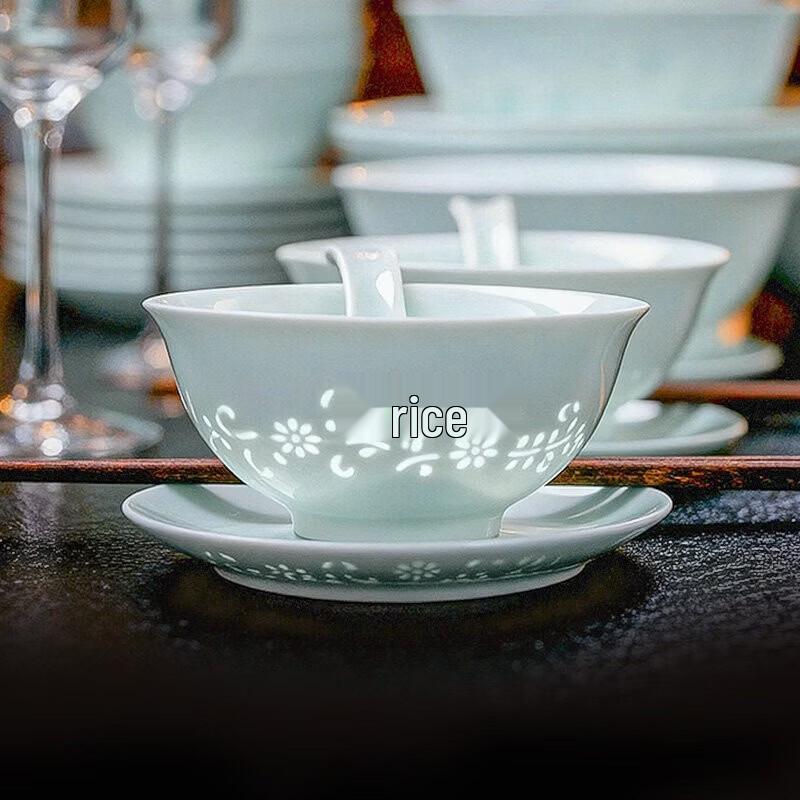 Jingdezhen Celadon Linglong 24-Piece Dinnerware Set