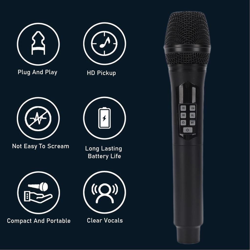 Acogedor Wireless Handheld Microphone 2.4G Bluetooth Dynamic Microphone Sound Effects Voice Changer Noise Reduction 6.35mm Jack for Live Streaming