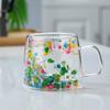 200ML Double Walled Glass Cups with Real Dried Flowers Heat Resistant Clear Coffee Mugs Floral Design Tea Cups for Elegant Sipping