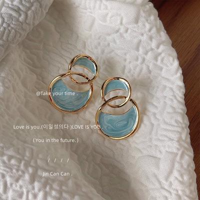 Temperament 925 Silver Needle Plated 14K Special-shaped Drop Glaze Stud Earrings, Japanese and Korean Ins Earrings, Earrings Live Broadcast