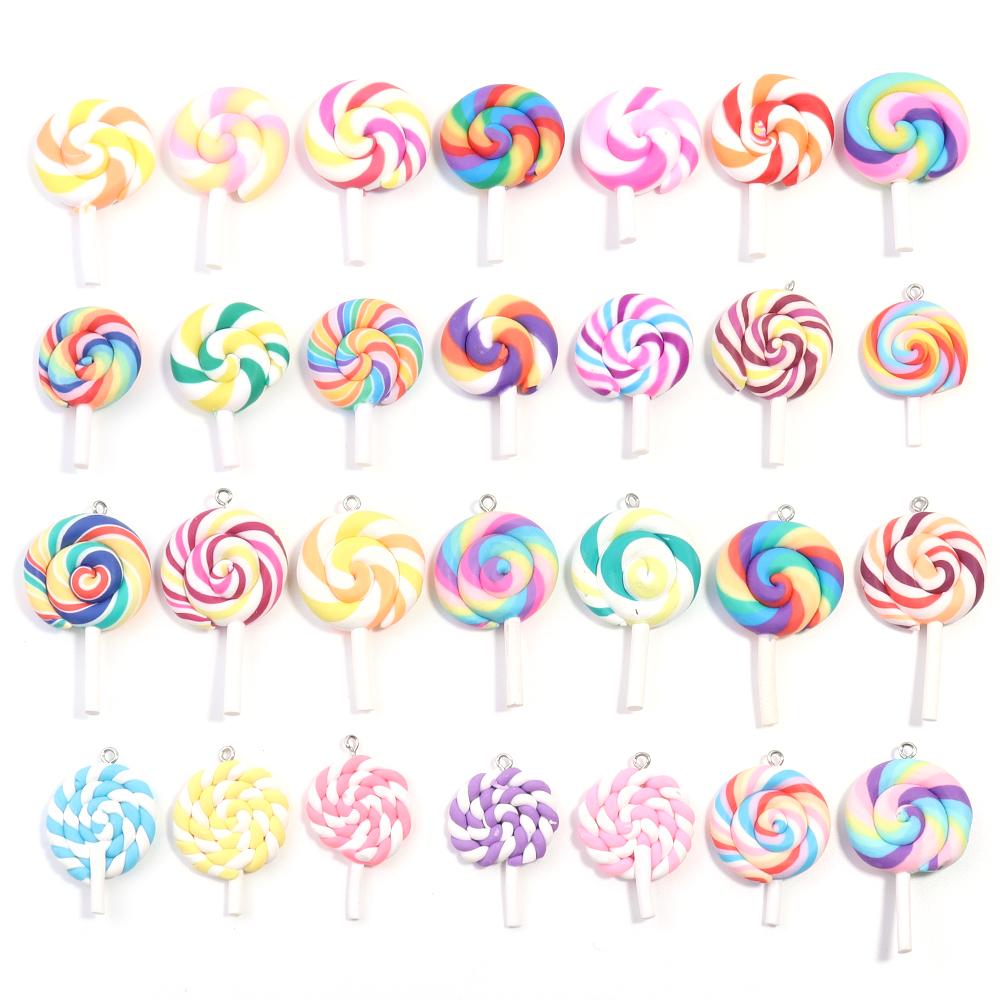 10pcs/lot Cute Lollipop Charms Pendants For Handmade Decoration Bracelets Necklace Earring Key Chain Jewelry Making Lucky Charm