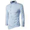 Men's Casual Slim Shirt Striped Solid Color Irregular Shirt Loose Plus Size Shirt