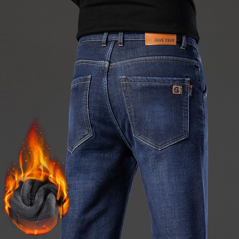 Winter gefütterte und verdickte warme Jeans Herren bequeme hautfreundliche Mode urbane Mode vielseitige Denimhose
