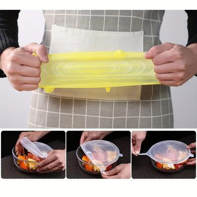 Reusable Silicone Food Storage Lids 6-Piece Set Elastic Food Storage Lids Sealing Lids Bowl Lids Kitchen Tools