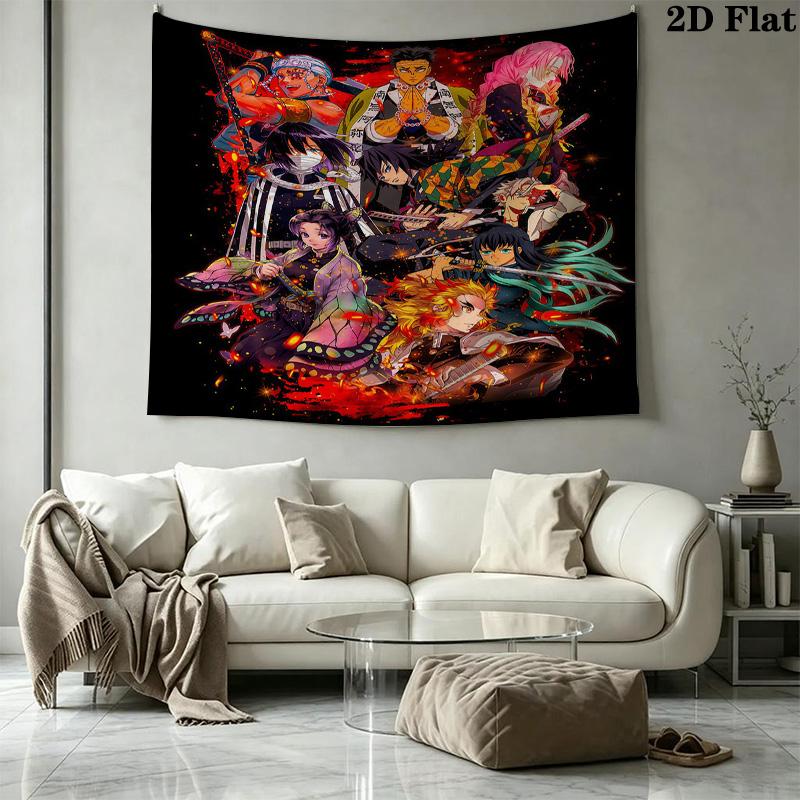 Demon Slayer Wall Tapestry Aesthetic Wall Hanging Printed Fabric Blanket Decorative Tapestries For Bedroom Living Room Home Decor