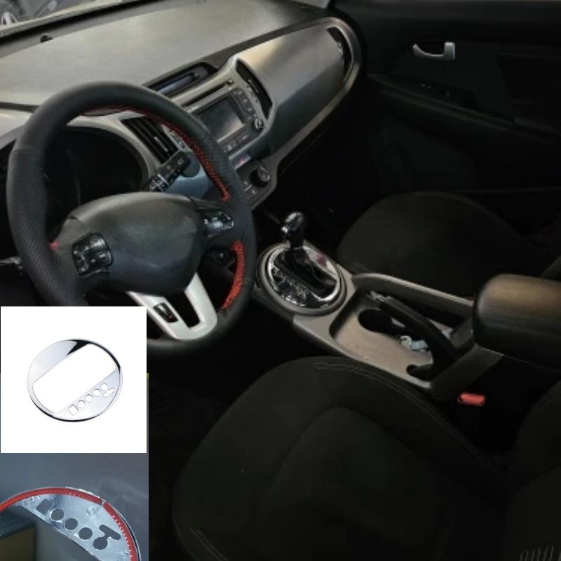 For Kia Sportage SL Sportage 3 2011 - 2015 LHD AT Car Gear Head Shift Knob Panel Cover Trim ABS Chrome Sticker