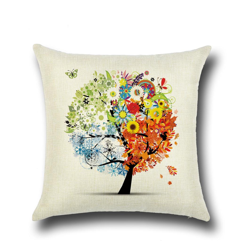 Fashionable Pillows Pastoral Fresh Cartoon Flower Tree Pattern Pillow Creative Home Pillow Case Does Not Include Core