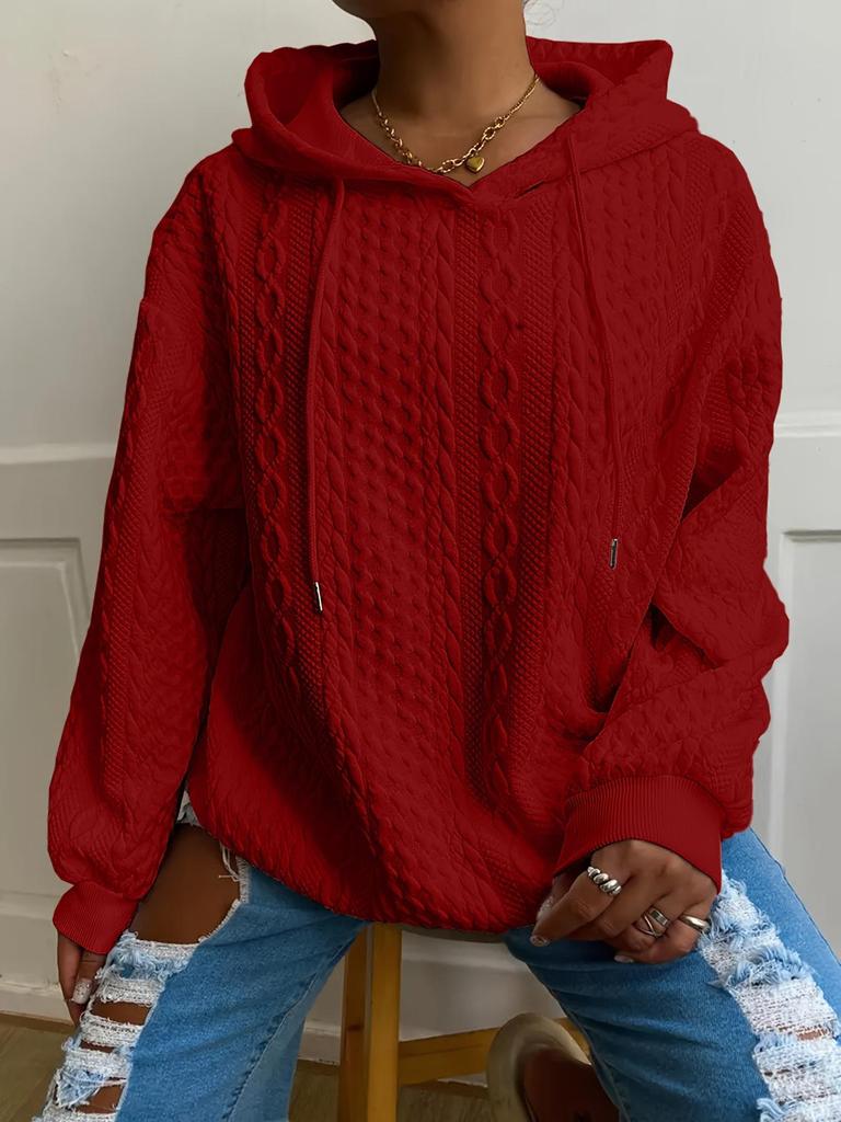 European & American Women's Jacquard Loose Hooded Knitted Sweatshirt