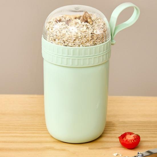 Portable Breakfast Cups Stainless Steel Lunch Cup Double-Layer Insulated Food Jar with Spoon Leakproof Travel Salad Container for Soup Salad