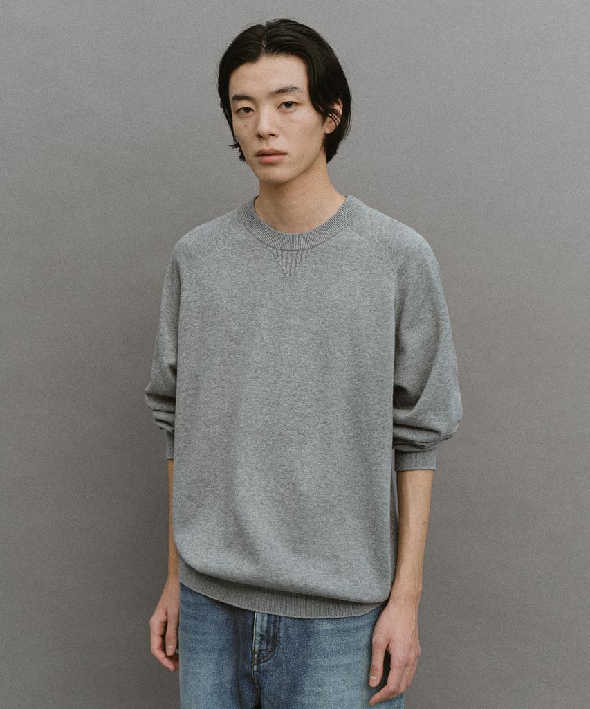 ANOTHER OFFICE Whole Garment Crew-Neck Knit (Heather Gray)