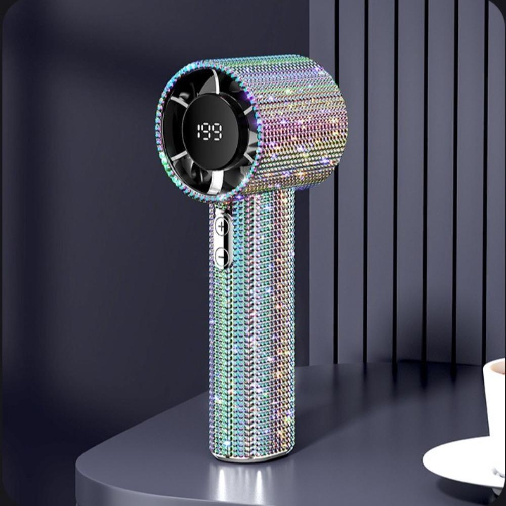 Diamond Design Mini Handheld Fan Quiet Operation Rechargeable Fan New Digital Display Fan Outdoor