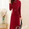 Two-piece Knitted Dress Set for Women Solid Color Long-sleeved Sweater Casual Pullover Warm Pullover Dress Knitwear