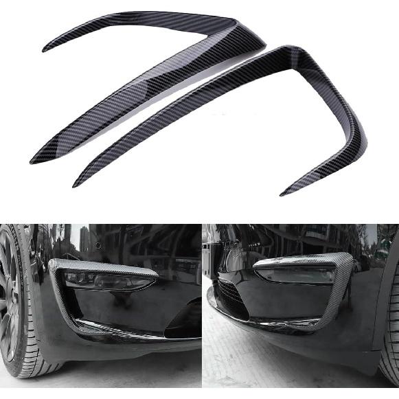 FASTCHE Front Fog Light Trim Cover for Tesla Model Y Eyebrow Spoiler Accessories Fog Lamp Frame Blade Trim Compatible with 2019 2020 2021 2022 2023