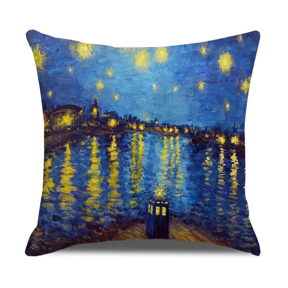 Housse de coussin d'art vintage Van Gogh Peinture à l'huile Housse de coussin Décoration de canapé de salon