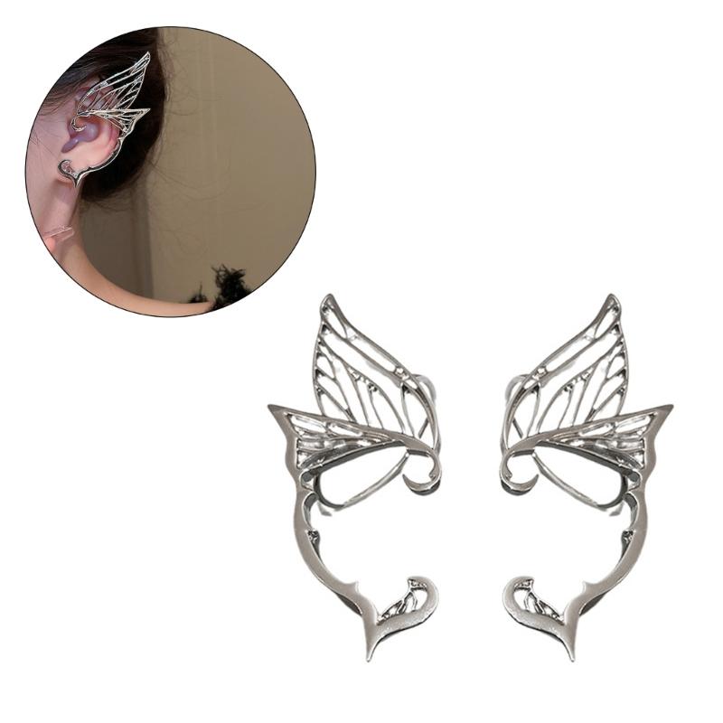 Butterfly Fairy Ear-Clips Wrap Around Elf Ear Cuffs Halloween-Cosplay Earrings