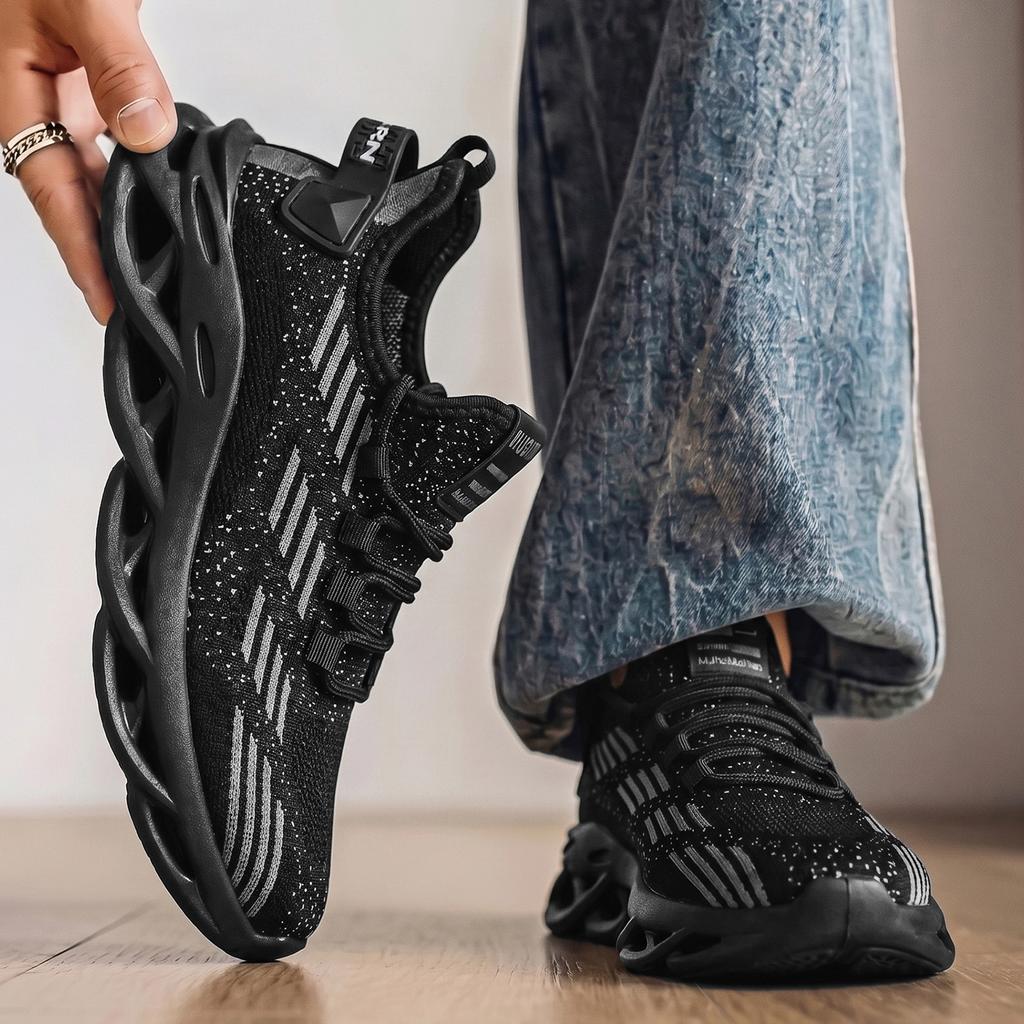 Men Flyknit Mesh Chunky Sneakers Breathable Lightweight Casual Walking Sports Shoes Non Slip Soft Sole Sizes 39-44 Daily Wear