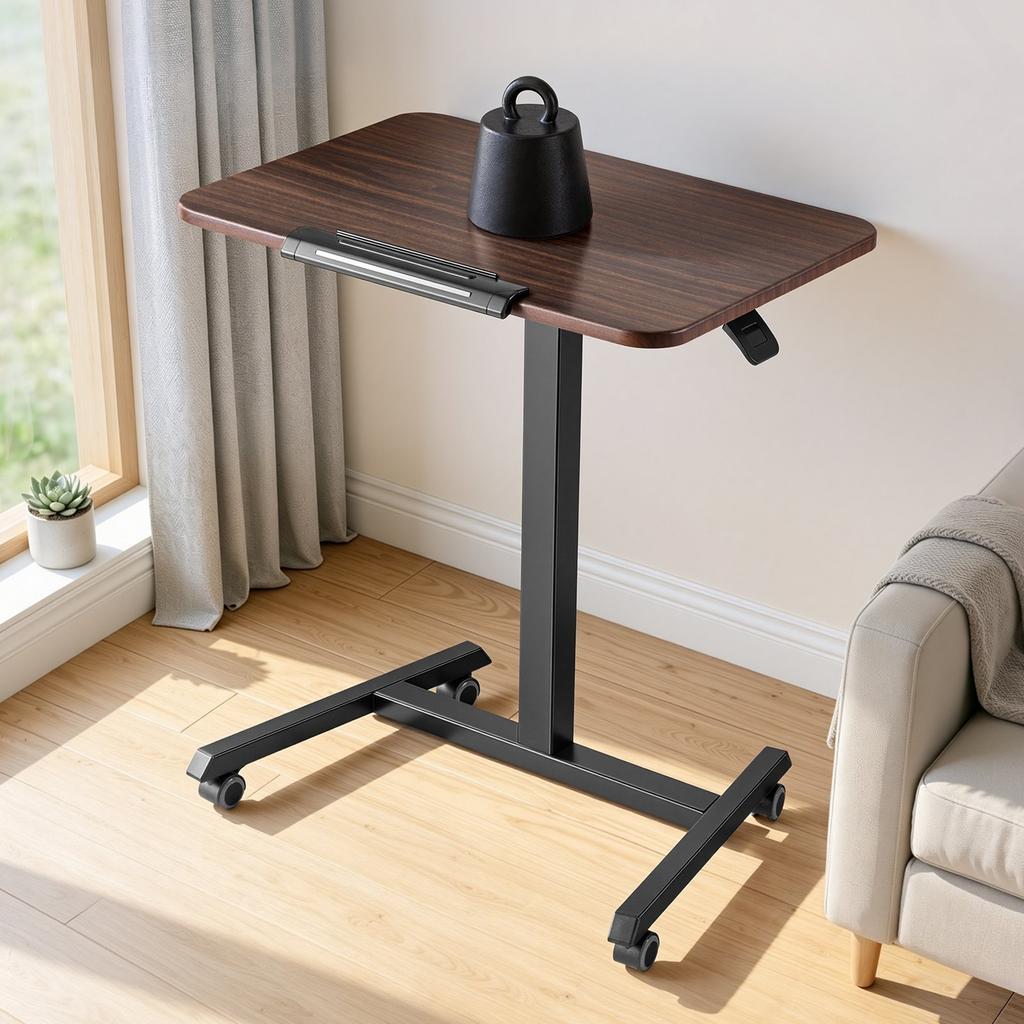 Standing Desk, Adjustable Height Mobile Stand Up Desk with Tilting Desktop, 650 x 480 mm Small Computer Sit Stand Rolling Workstation with 4 Casters,