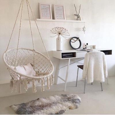 Nordic Style Cotton Rope Hammock Chair - Tassel Swing for Outdoor Camping