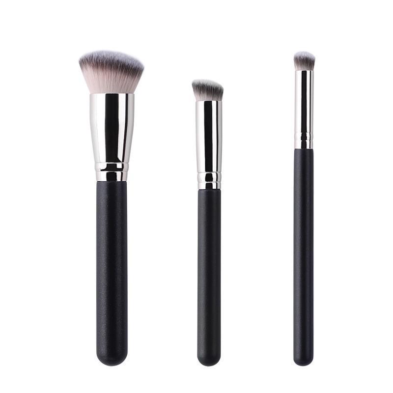 Nahtloser 170 Foundation-Pinsel mit schrägem, rundem Kopf, 270 Concealer-Pinsel, 370 Schwarzes Make-up-Pinsel-Set